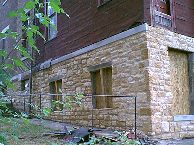 rear porch, 718, after new foundation facade was finished